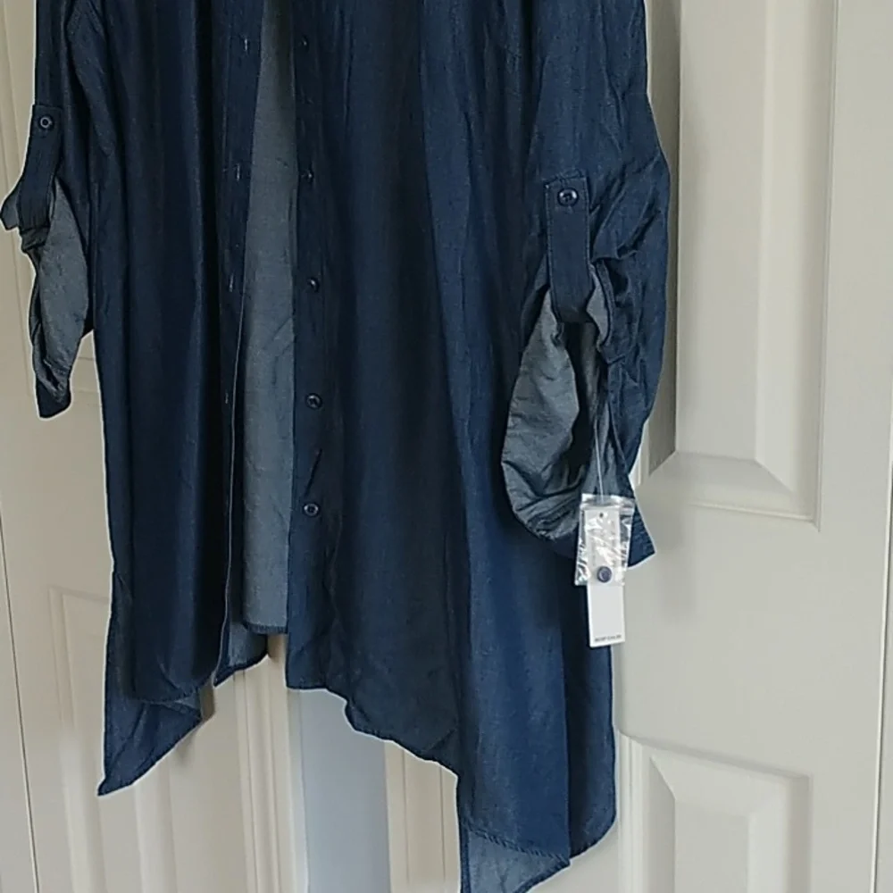 Zac & Rachel Woman's Shark Bite Hem Button Down Tunic Shirt 2X - Picture 11 of 14